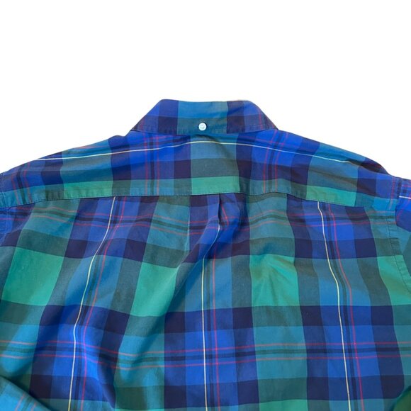 J. Crew Tartan Plaid Green & Blue Preppy Button Down Shirt XL - Picture 6 of 7